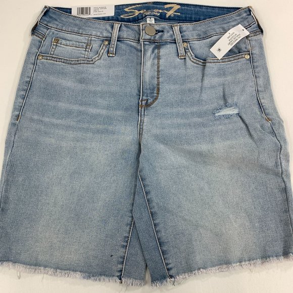 Seven7 Pants - Seven7 Women's Shorts Size 8 Sunset Bermuda 9" inseam Denim Jean Short Blue 8